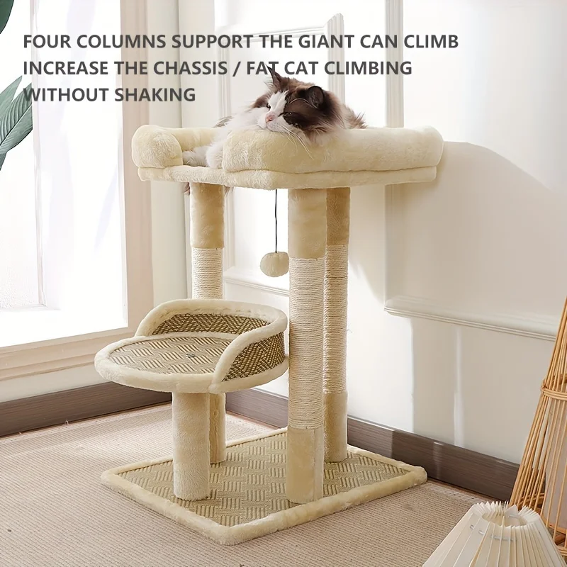 2-Tier Luxury Cat Tree with Sisal Scratching Posts 1005010071356363