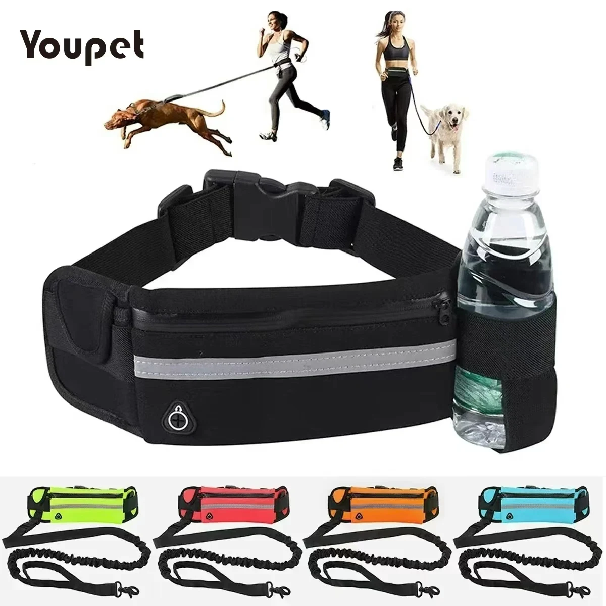 Dog Running Waist Leash Nylon Pet Leash with Waist Bag Retractable Elastic Belt Dog Traction Rope 1005010073608730