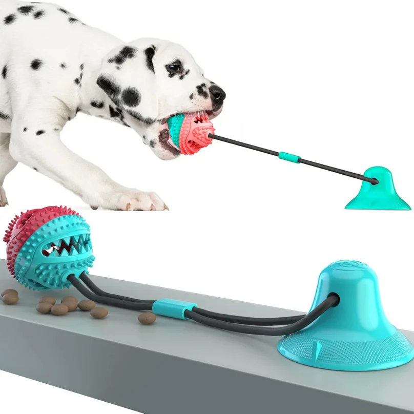 Dogs Food Toys Silicon Suction Cup Tug Interactive Dog Ball Toy For Pet Chew Bite Tooth Cleaning 1005010075303335