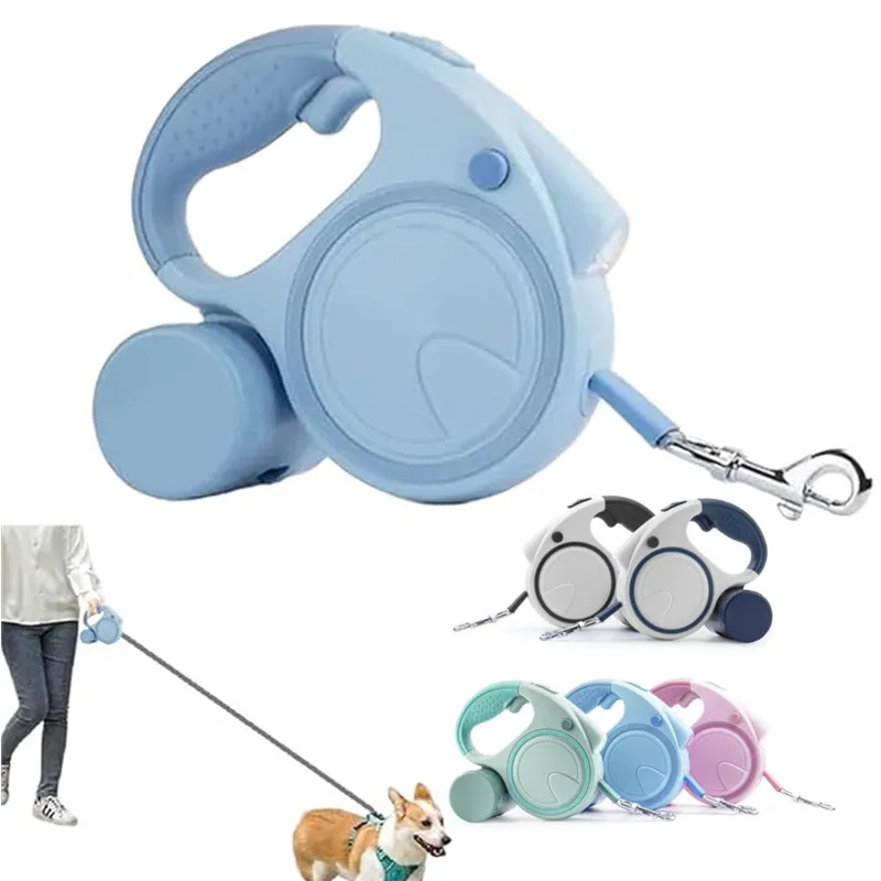 Retractable Dog Fancy Leash with Flashlight and Dispenser 1005010078129136