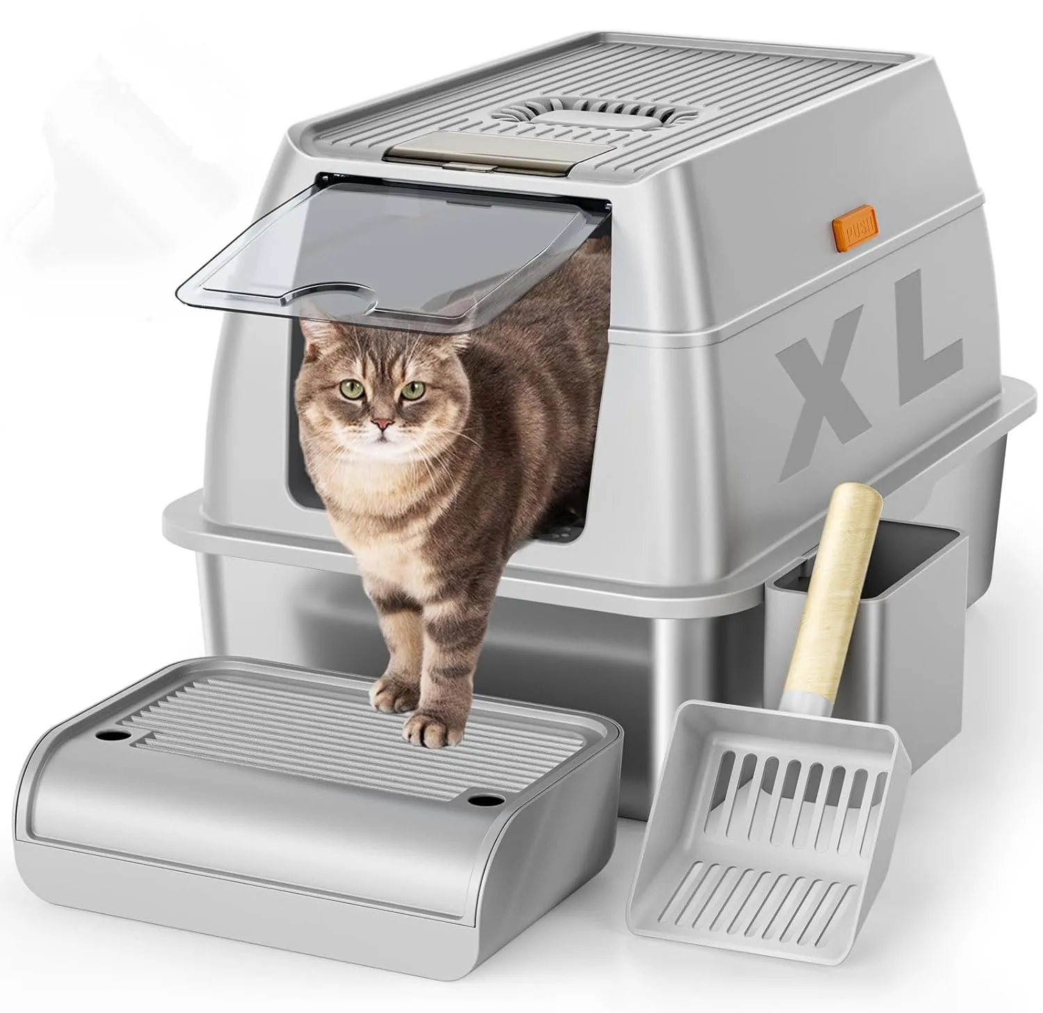 Extra Large Odor-Proof Stainless Steel Cat Litter Box Enclosed Sand Tray Pet Supplies 1005010080186075