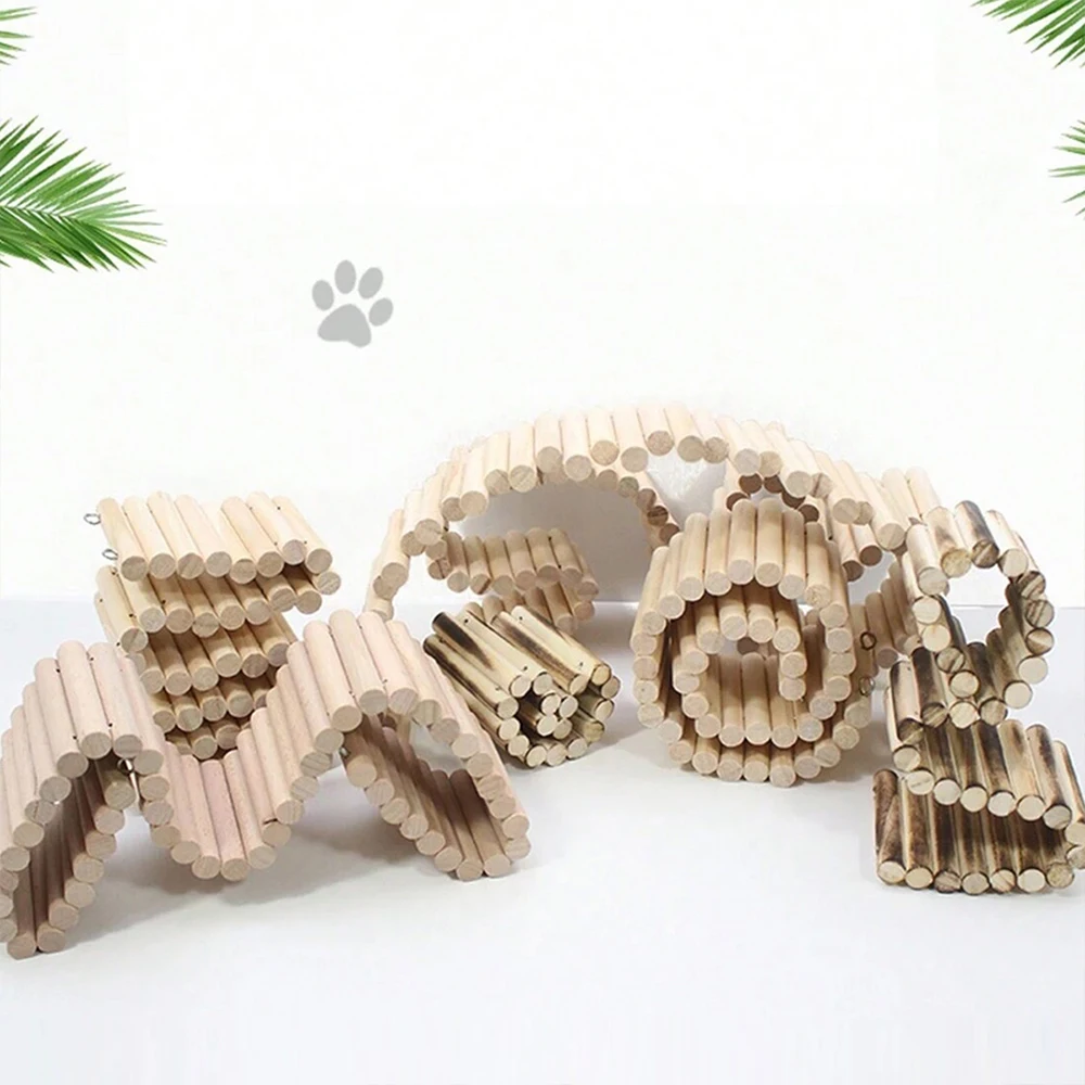 Hamster Habitat Accessories Multiple Size Wooden Bridge Cage Hamster Bendable Fence for Small 1005010089211269