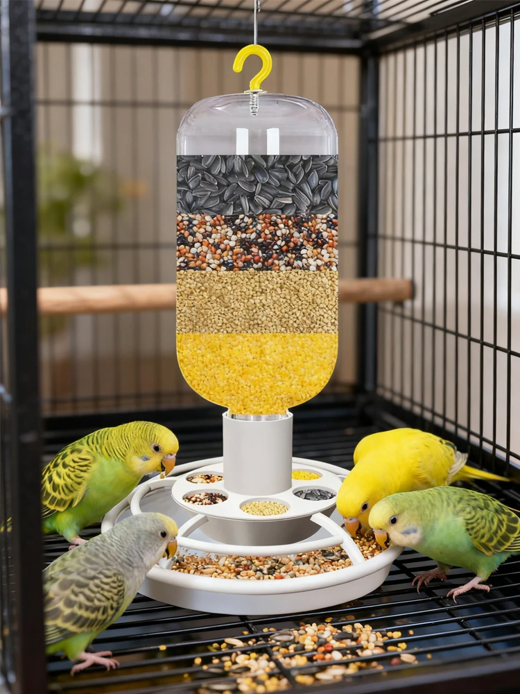 Automatic Bird Feeder with Anti-Scatter, Parrot Food Dispenser for Cage 1005010090866565