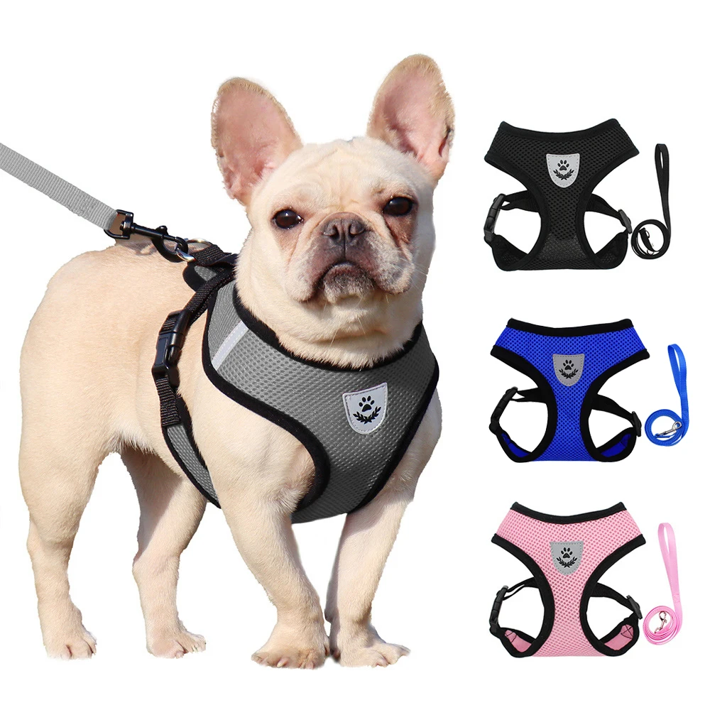 Pet Puppy Harness Leash Set for Small Dogs Cats Reflective Breathable Dog Chest Strap Walking 1005010093993180