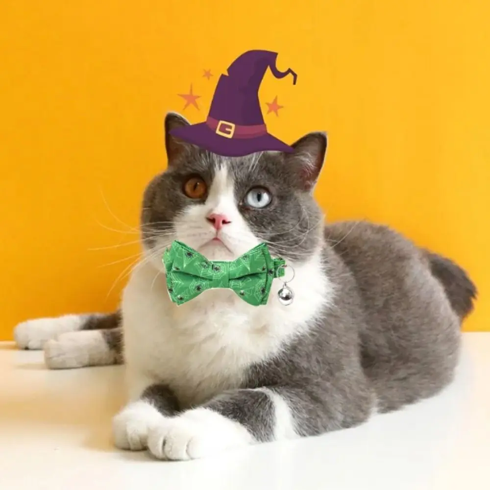 With Bell Halloween Cat Collar Bowknot Adjustable Pumpkin Puppy Necklace with Bell 1005010094887863