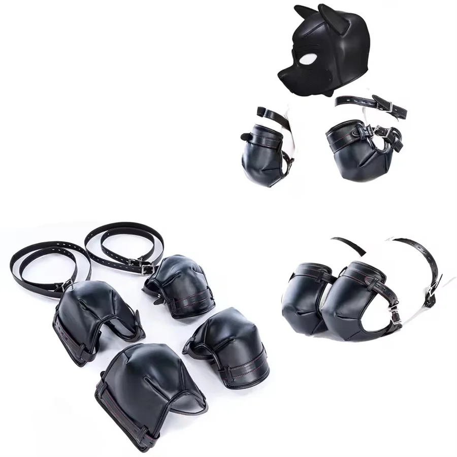 Fetish BDSM Bondage Dog Slave Roleplay Soft Leather Sexy Costume Accessories Padded Knee Elbow Pad 1005010095556749