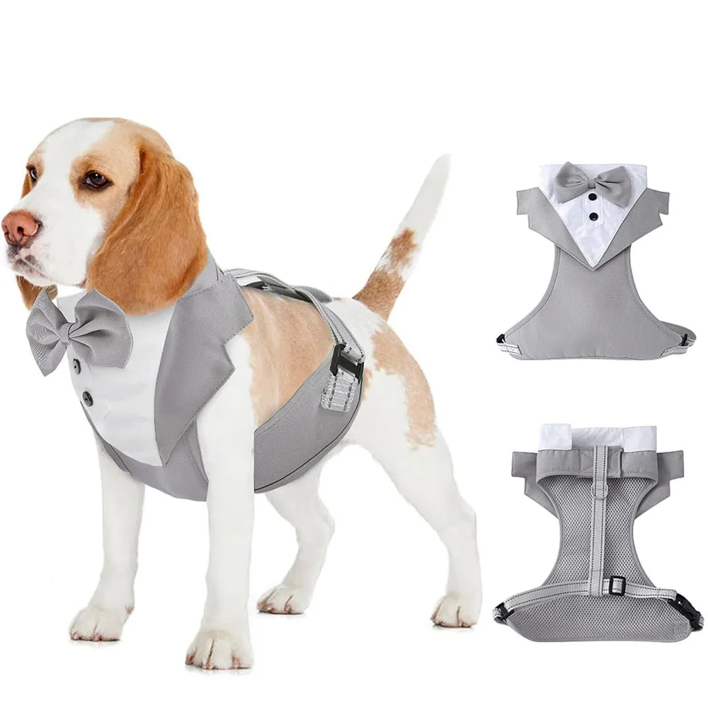 Halloween Christmas Dog Vest Tuxedo Harness Adjustable Tuxedo with Bow Tie for Male Dogs Wedding 1005010096323166