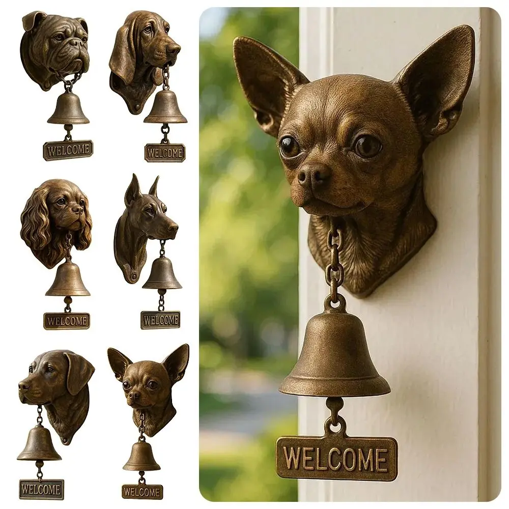 Resin+Metal Welcome Doorbell Loud Ringing Weatherproof Dog-Shaped Chime Bell Hanging Decorations 1005010098508195