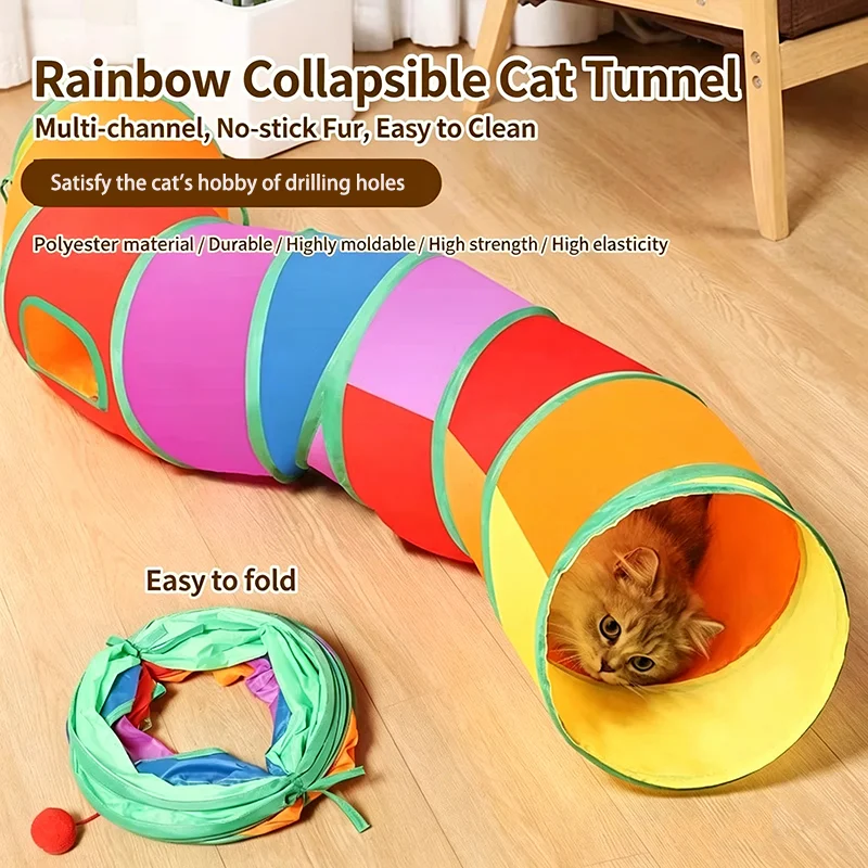 Collapsible Pet Cat Rainbow Tunnel Interactive Play Tube Self Amusing Puzzle Boredom Relief Rolling 1005010104817715