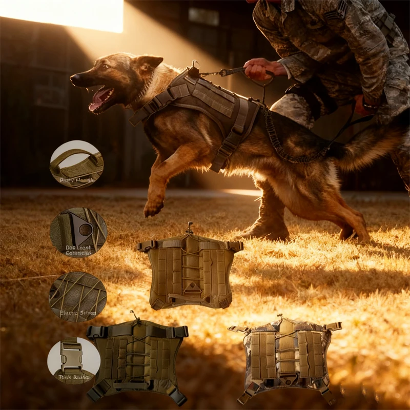 Tactical Dog Harness Leash Collar for Medium Large Dogs Military Pet Vest Adjustable Service Dog 1005010107082225