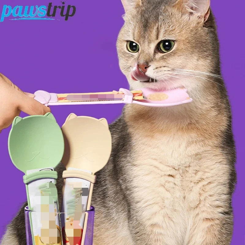 2PCs Cat Strip Squeeze Spoon Cat Strip Feeder for Lickable Wet Cat Treats Pet Liquid Snack Feeding 1005010107613527