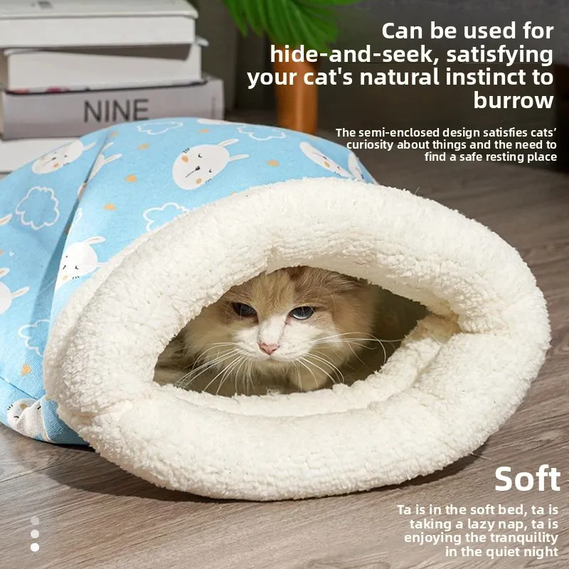 Cat Nest Winter Warmth Semi Enclosed Cat Sleeping Bag Nest Deep Sleep Designed for Cats Bedding Cat 1005010109051266