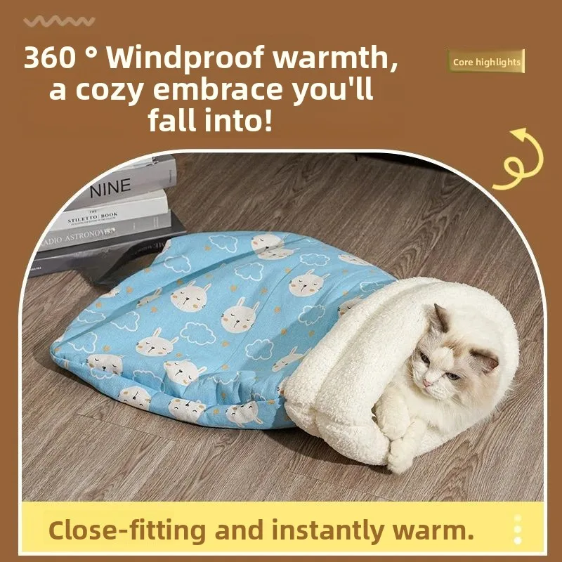 Cat Nest Winter Warmth Semi Enclosed Cat Sleeping Bag Nest Deep Sleep Designed for Cats Bedding Cat 1005010109054306