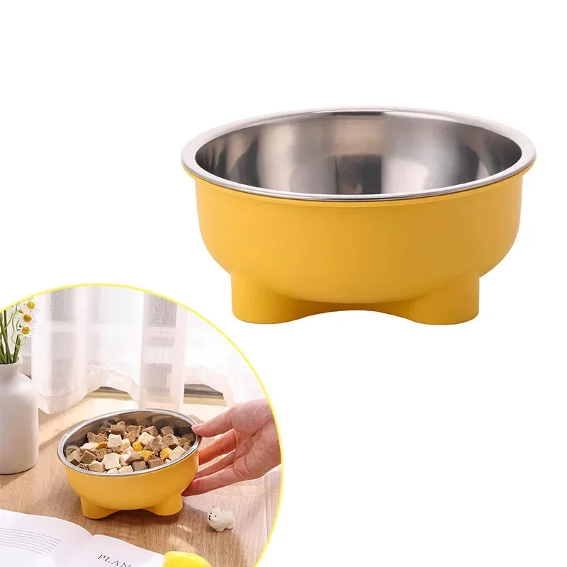 Four-Legged Solid Color Stainless Steel Anti Slip Pet Dog Bowl and Cat Bowl for Indoor And (1PC) 1005010112446068