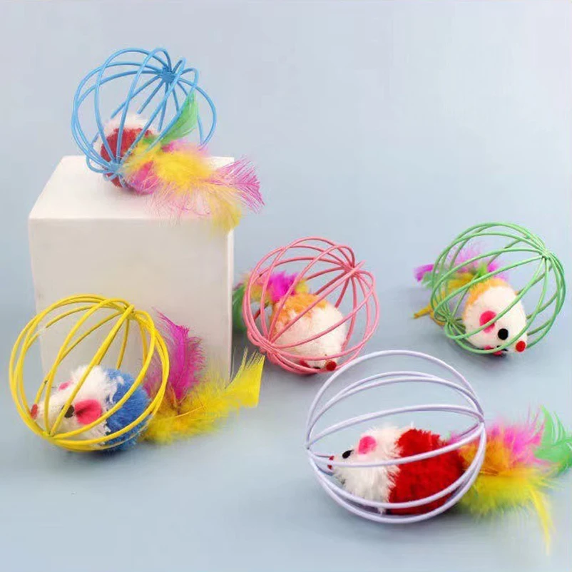 Multicolor Cage Rat Happy Cat Toy Plush Simulation Color Mouse Fun Cat Ball Fun Fun Pet 1005010114001128
