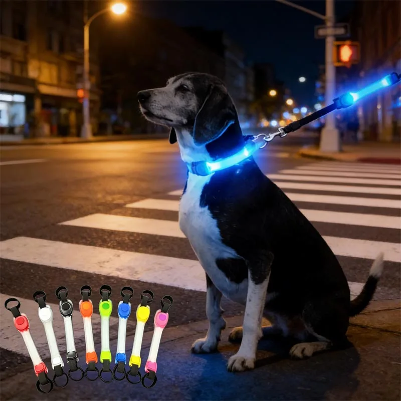 Water Resistant Dog Safety Collar with Multi Color Pendants and LED Light Strip for Night 1005010114912079