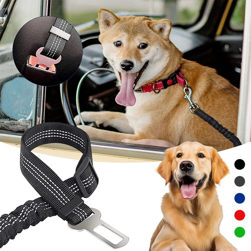 Pet Dog Seat Belt Adjustable Harnesses Lead Restraint Nylon Elastic Dog Seat Belt Reflective 1005010115463789