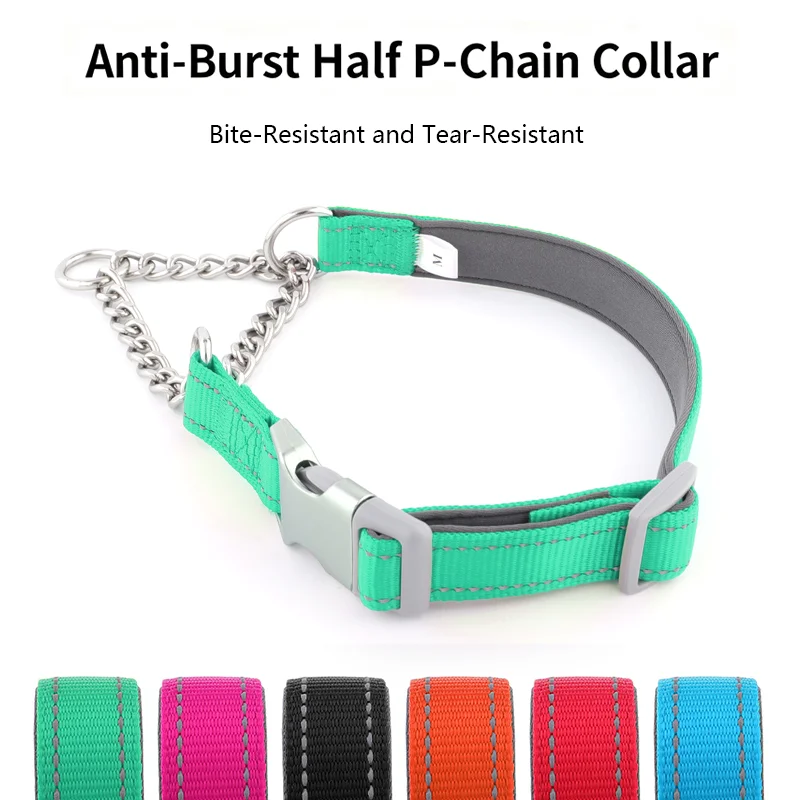 Reflective Dog Collar P Training Chain-Anti-Pull Slip Lead for Small/Medium/Large Dogs 1005010118288565