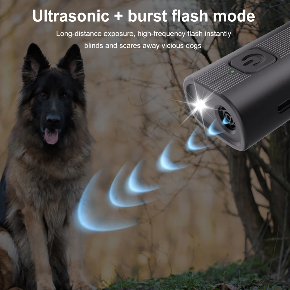 Ultrasonic Anti-Barking Device Long Range Rechargeable Pet Dog Repeller with LED Flashlight Dog 1005010119482088