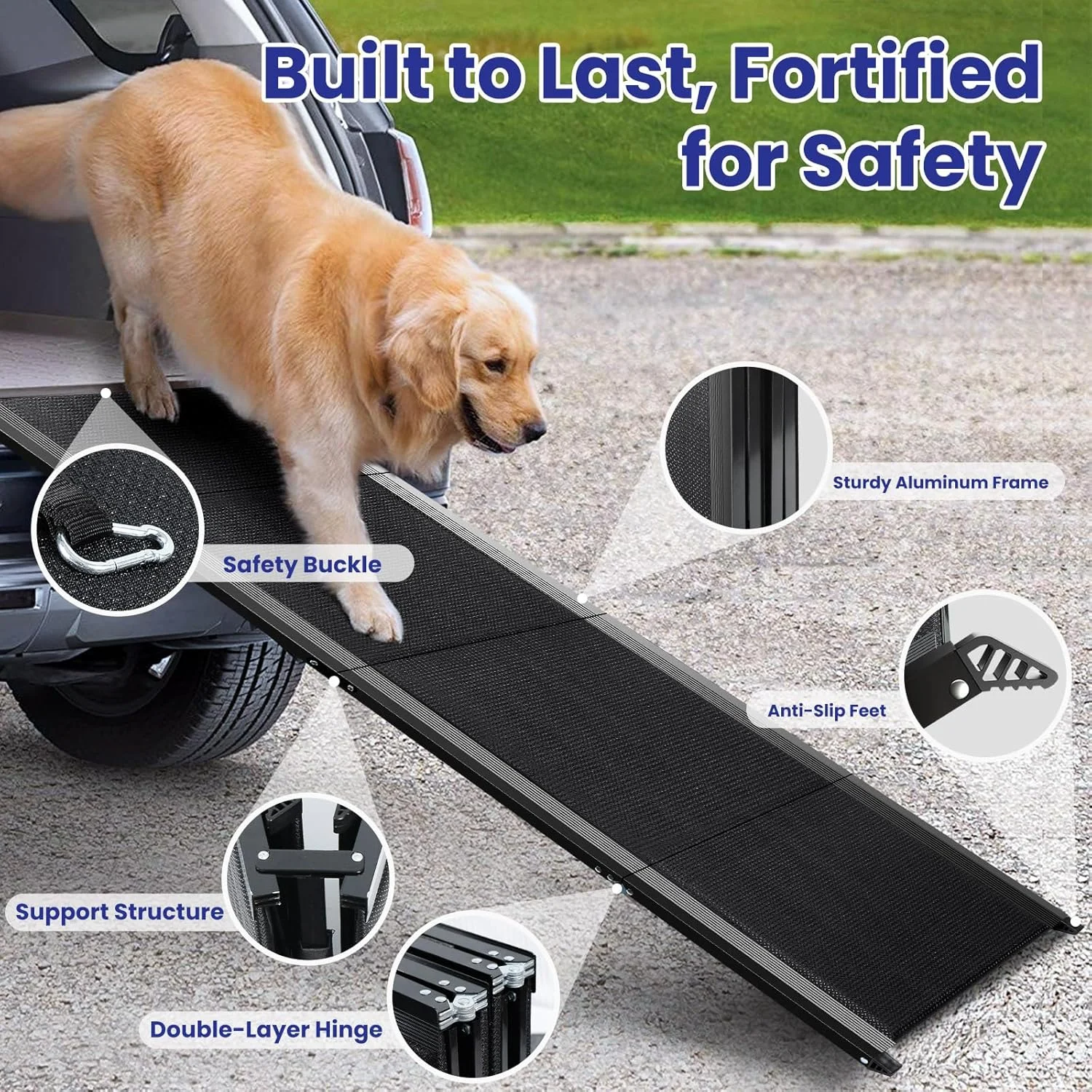 Pet Ramp for Large Dogs with Non-Slip Rug Surface Dog Ramp for Car, Extra Long Folding Dog Ramps 1005010126298871