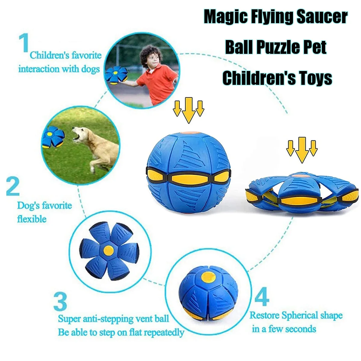 Magic Flying Saucer Bouncing Ball Durable Elastic and Fun Dog Pet Toy Indoor Outdoor Sports 1005010127376988