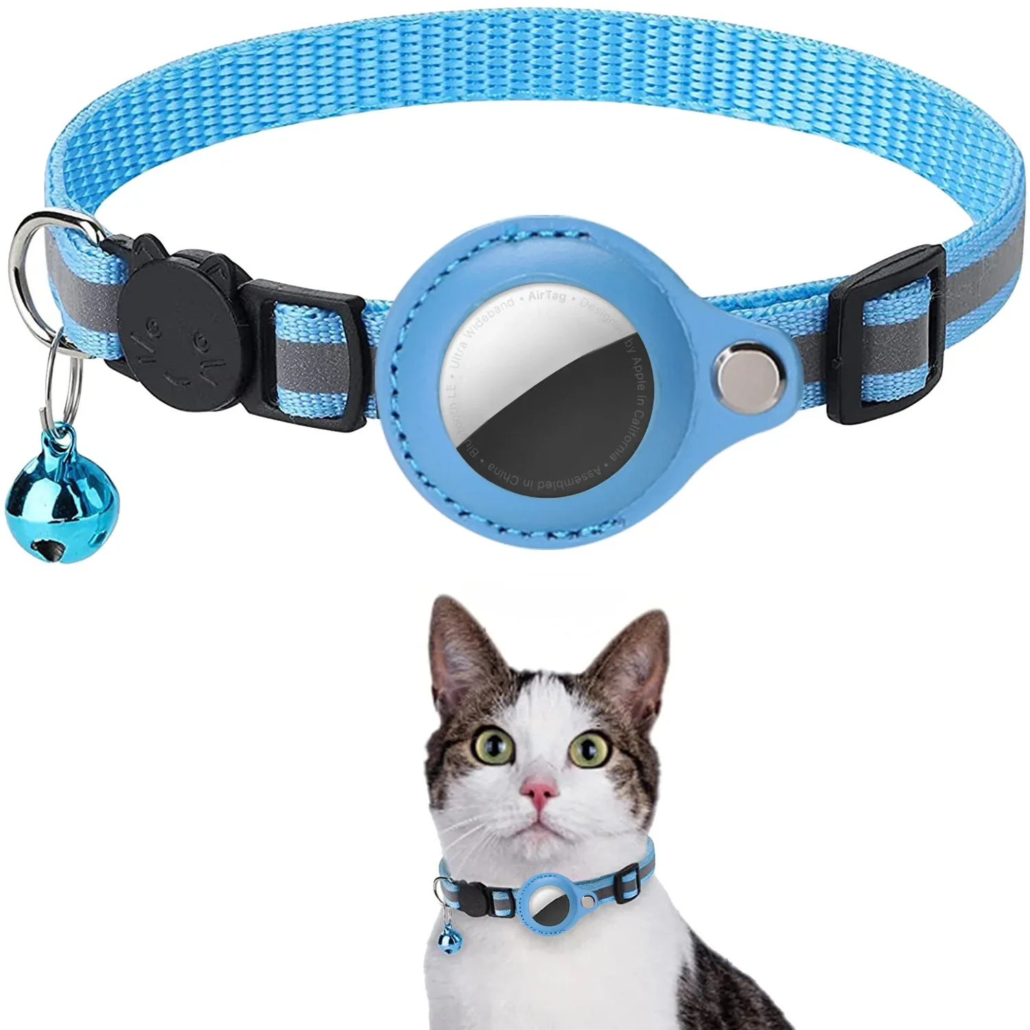 Waterproof Cat AirTag Collar with Bell & Secure AirTag Case Breakaway Design with Reflective Strips 1005010127701985