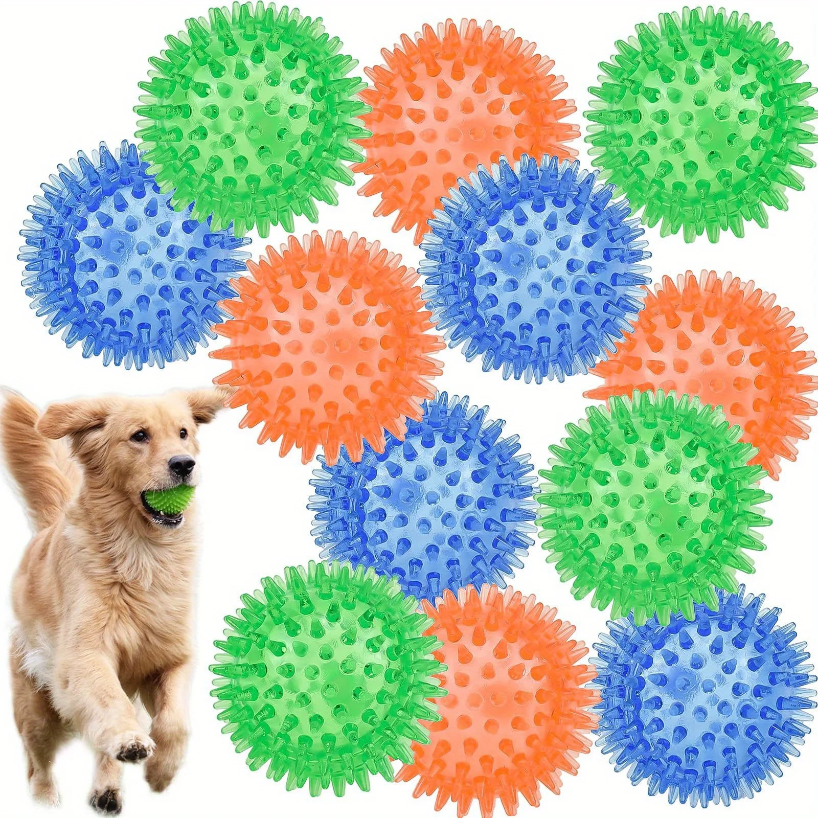 6pcs Squeaky Dog Toys Soft Spiky Dog Balls Cleans Teeth and Promotes Gum Health for Your Pet Ball 1005010131884325