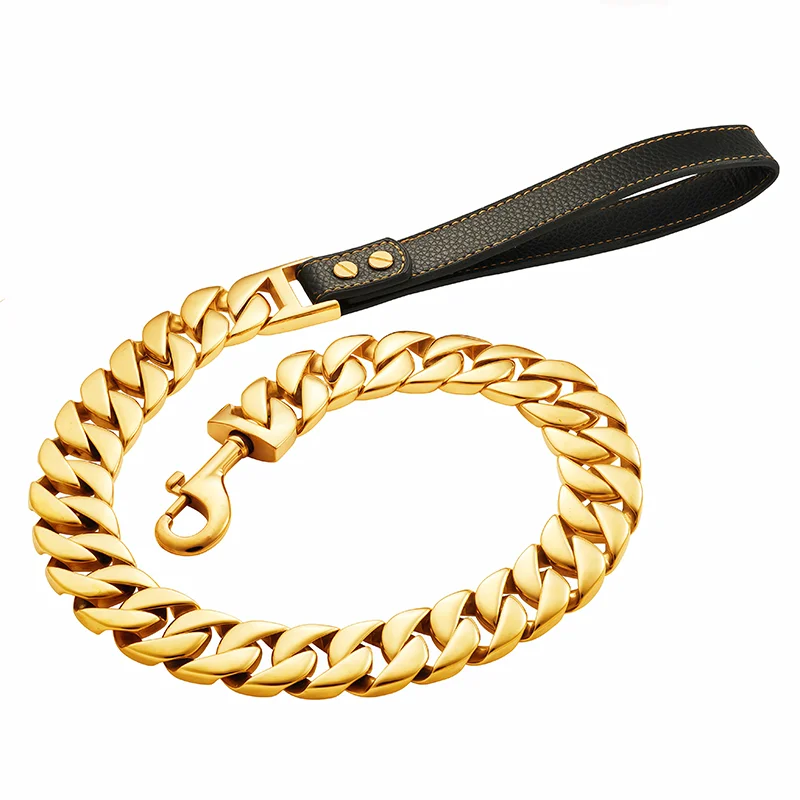 Large Dog Leash Stainless Steel Pet Leash 32MM Foundry Technique Gold Silver Fashionable Chain 1005010137097517