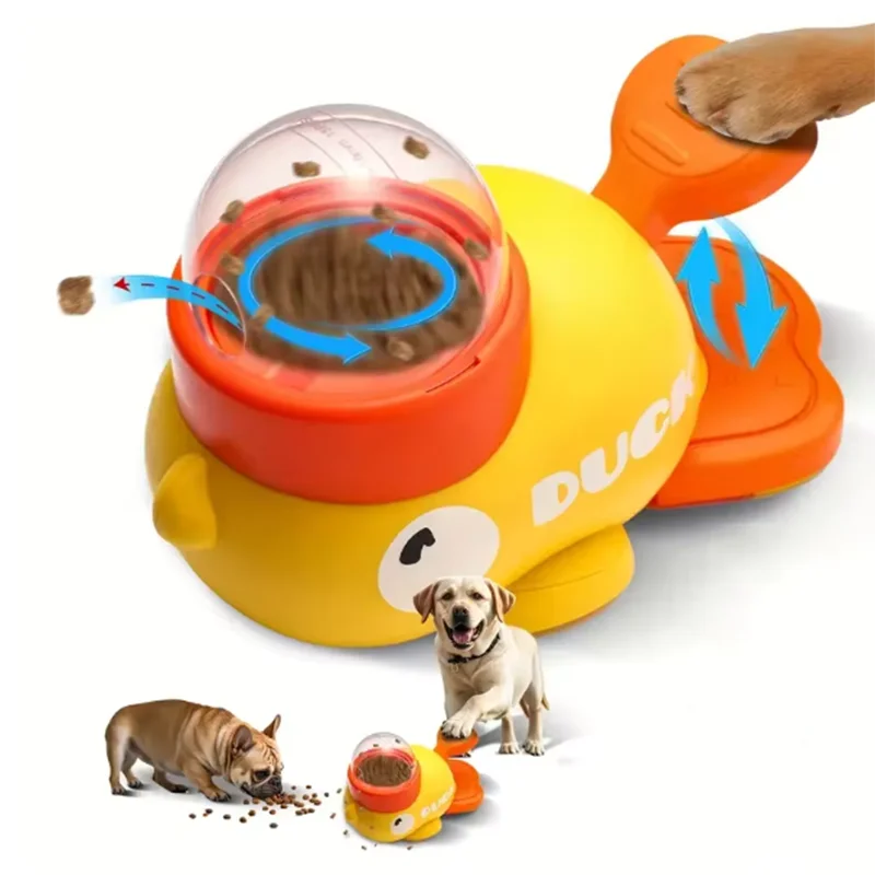 Yellow Duck-Shaped Interactive Cat Treat Dispenser Durable Plastic Training Dog Toy Puzzle Slow 1005010138718472