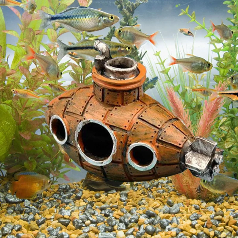 Aquarium Fish Tank Decorations Landscape Submarine Wreck Ship Vintage Resin Design Boat Aquarium 1005010142567112