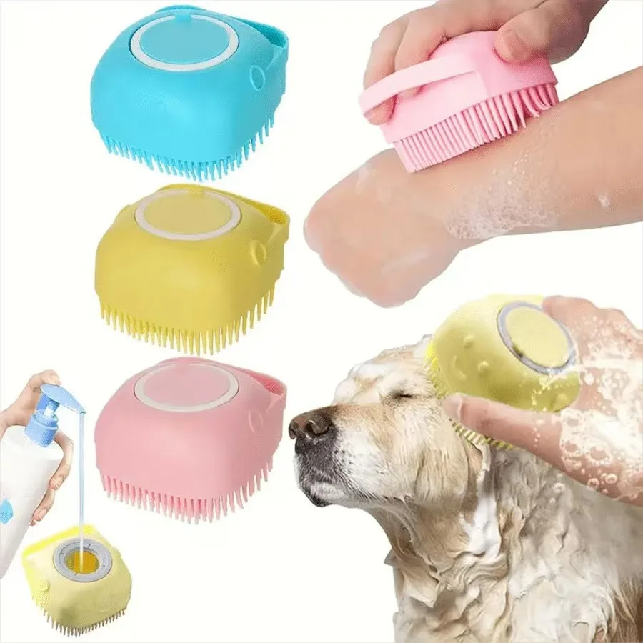 Pet Dog Shampoo Brush 2.7oz 80ml Cat Massage Comb Grooming Scrubber for Bathing Short Hair Soft 1005010143427559