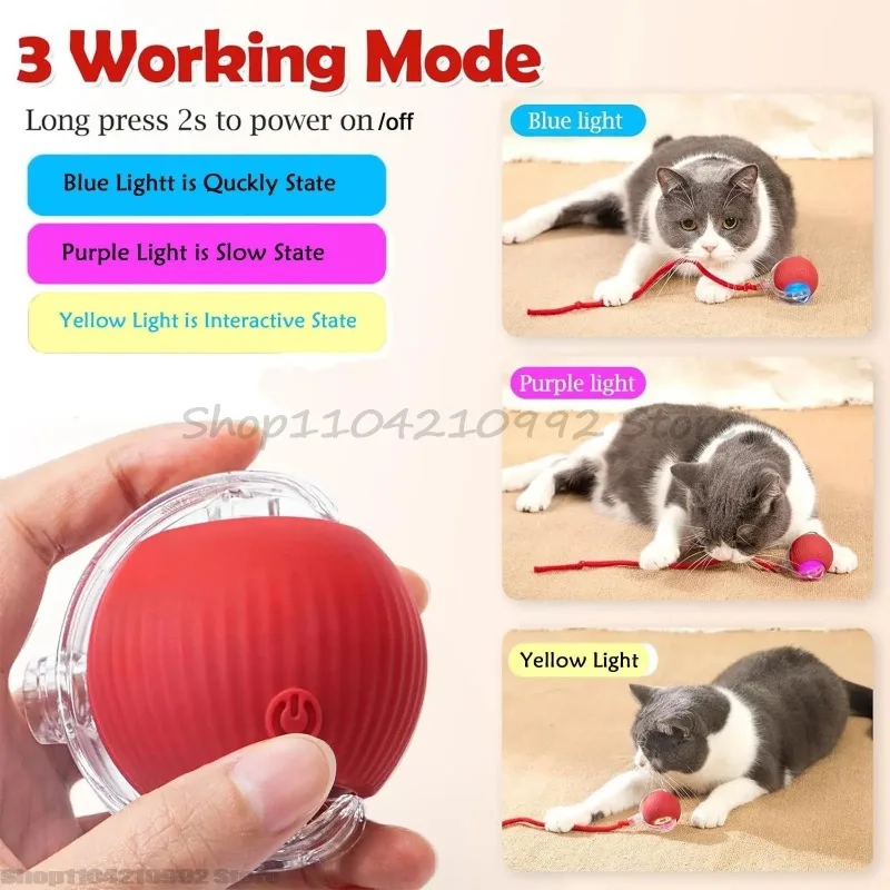 Cat Home Run Ball Toys Automatic Rolling Ball Faux Tail Interactive Rechargeable SmartPet Electric 1005010152313965