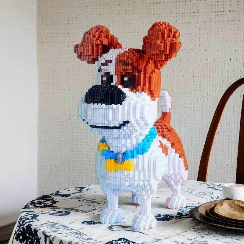 3698-Piece Mini Dog Building Block Toy, Cute DIY Puzzle, Brown and White Pixel Design 1005010159732107