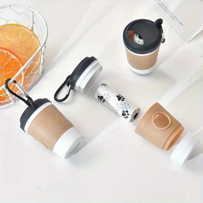Dog Poop Bag Dispenser, Portable Coffee Cup Shape, Built-In Waste Storage 1005010160351277