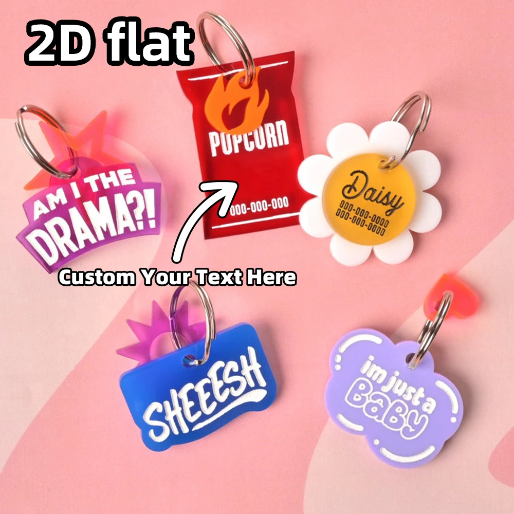Custom Pet ID Tag Single Item, "I'm Just a Baby" Engraved Acrylic Tag, Cloud Bone Flower Shapes 1005010160715823