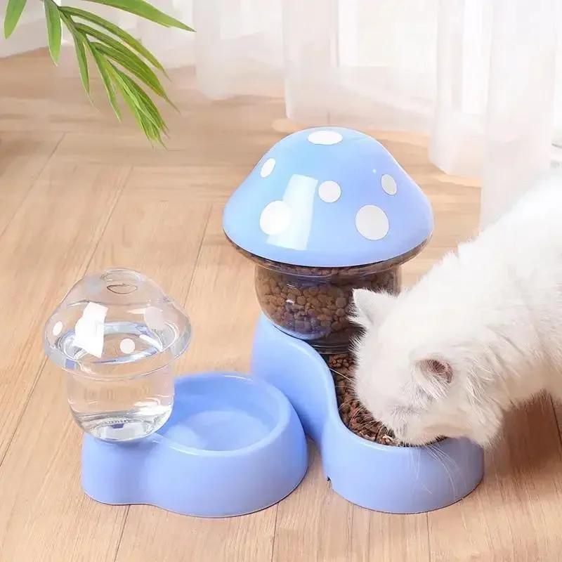 New Cat Pet Automatic Feeder Water Dispenser Cute Mushroom Large Capacity Food Container Pet Bowl 1005010166255766