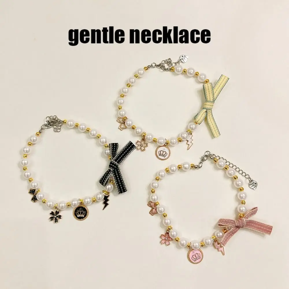 Fashion Adjustable Pet Collar Princess Cute Cat Pearl Necklace Sweet Decorations Pendant Cat 1005010166304097