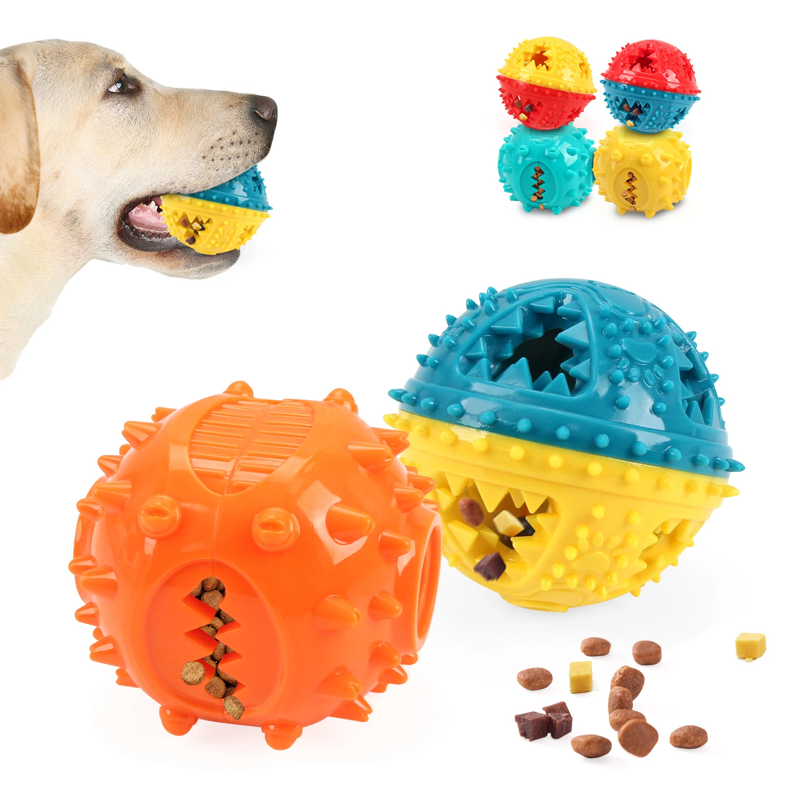 Dog Chew Toy Balls Dog Grinding Toys Leakage Food Balls Pet Teeth Cleaning Balls Cat Food Treat 1005010167094477