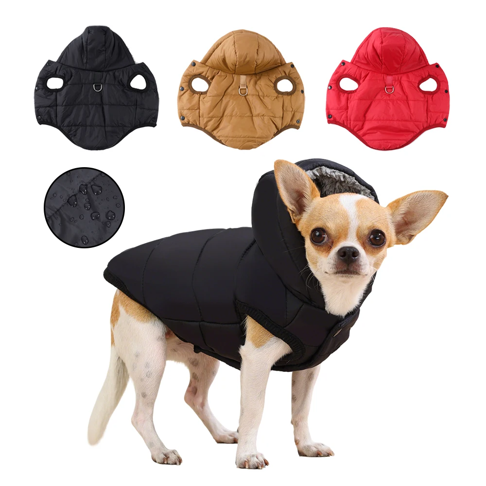 Waterproof Dog Hoodie Clothes for Small Medium Dogs Cats Winter Warm Pet Jacket Coat with D-ring 1005010169566538
