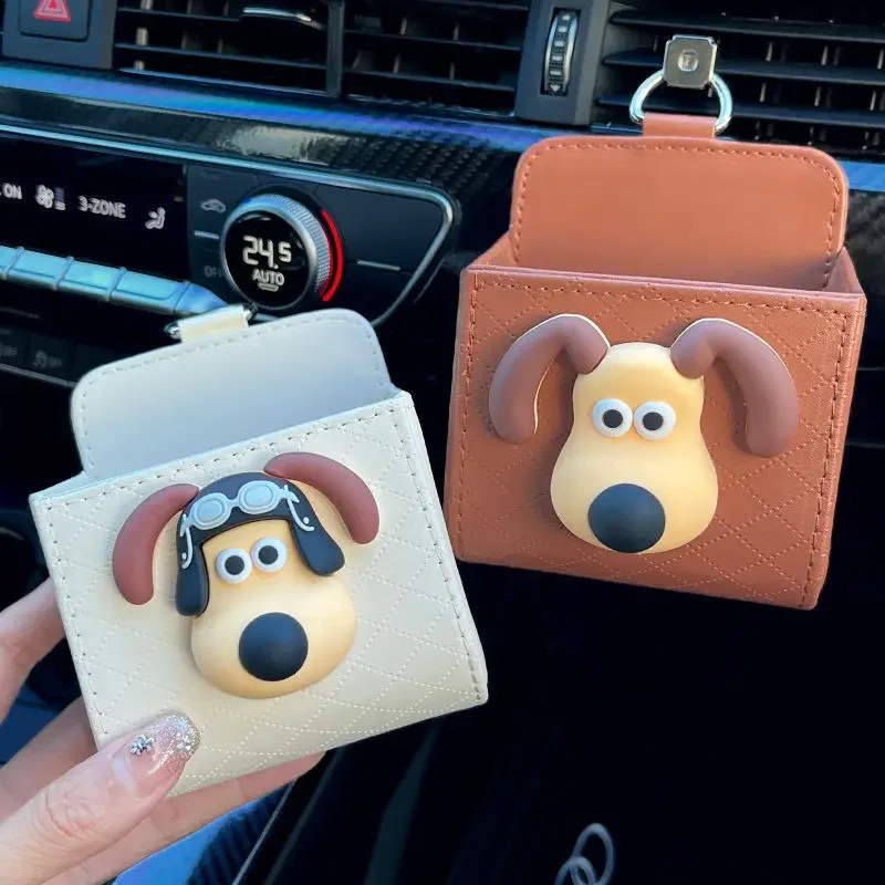 Storage Box PU Leather Cute Cartoon Dog Car Outlet Vent Tidy Coin Bag Case Pocket Organizer Tidy 1005010169985005