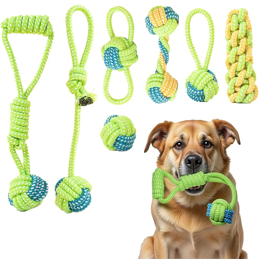 1/7 Pack Dog Tug Rope Toys, Strong Durable Chew Toys for Aggressive Chewers 1005010170134225