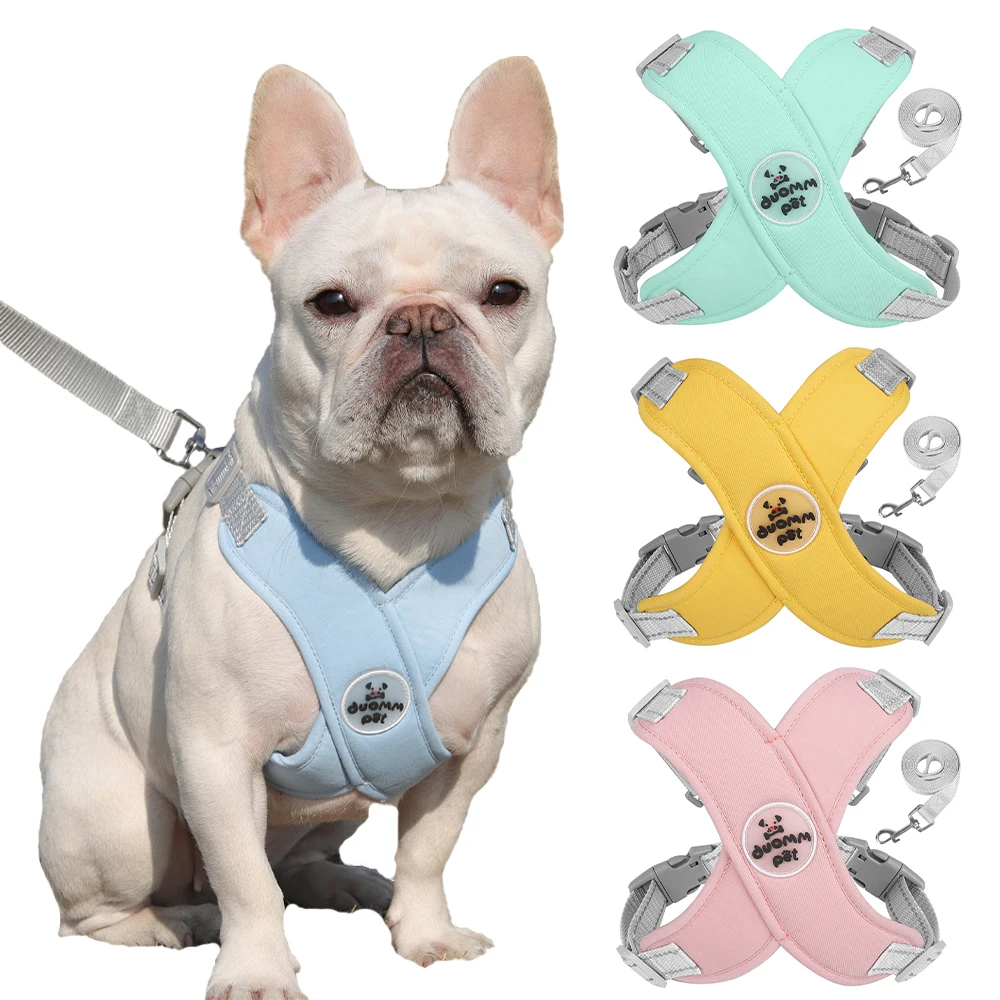 Dog Harness and Leash Set, Breathable Pet Chest Harness, Reflective French Bulldog Vest 1005010178349101