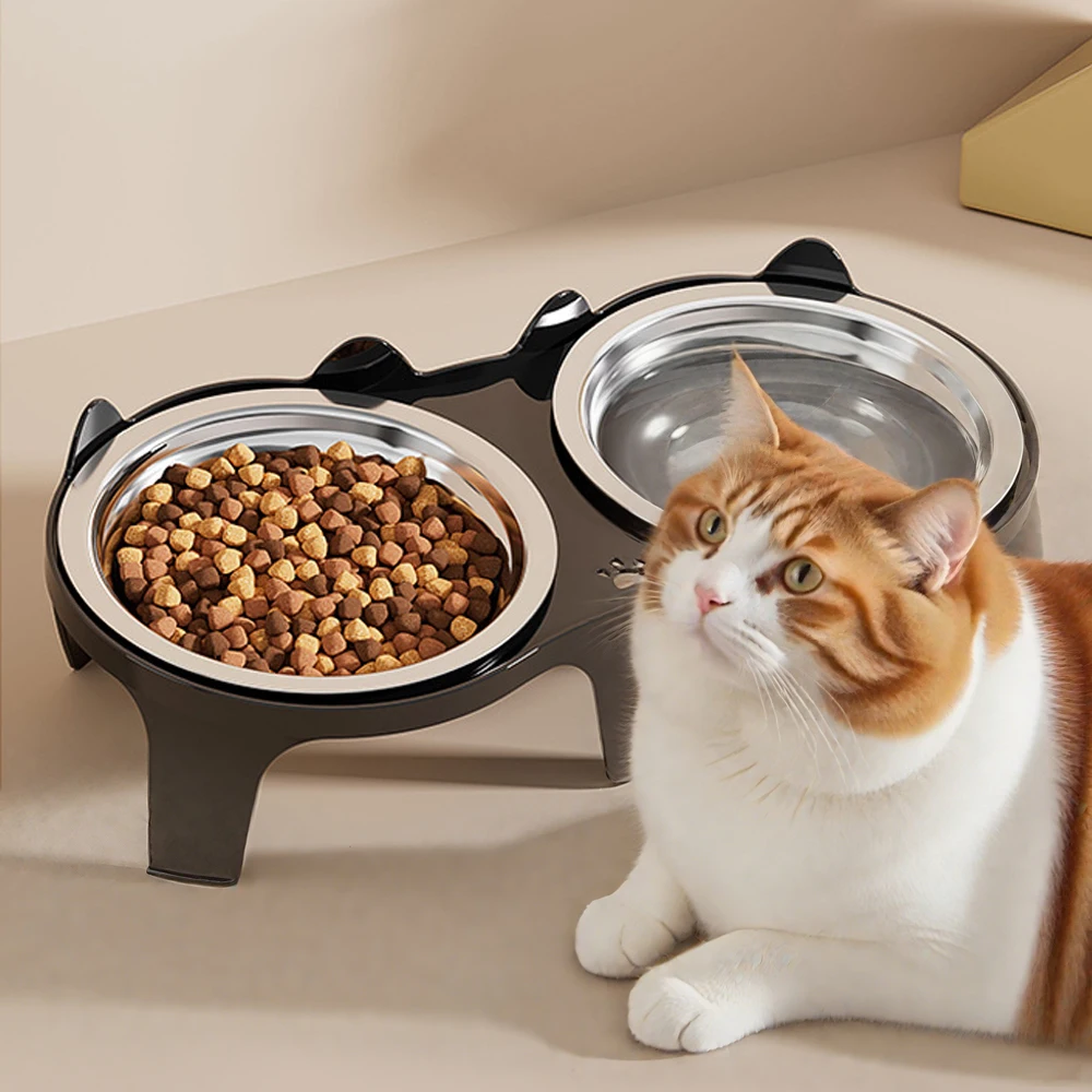 1PC Stainless Steel Cat Food & Water Bowl with Anti-Tip Design Large Capacity Easy-Eat Design for 1005010179420729