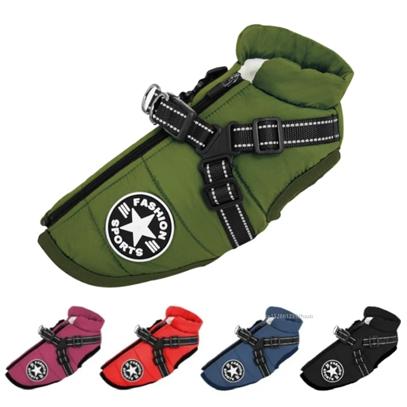 Winter Warm Pet Dog Jacket with Harness Waterproof Dog Coat Vest for Small Medium Chihuahua French 1005010183935508