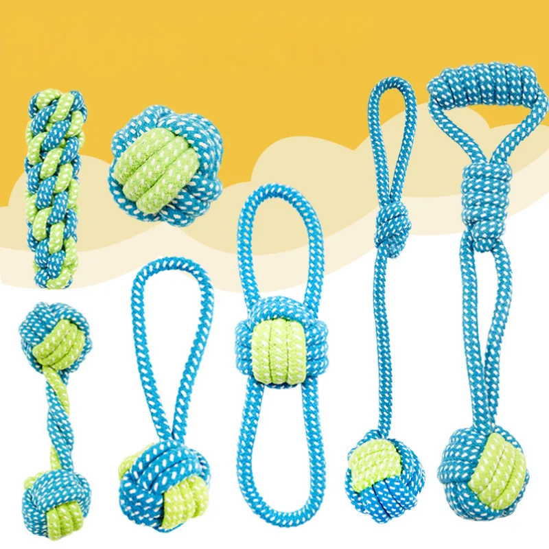 7pcs/Interactive Cotton Rope Mini Dog Toys Ball for Dogs Accessories Toothbrush Chew Puppy Toy for 1005010184393741