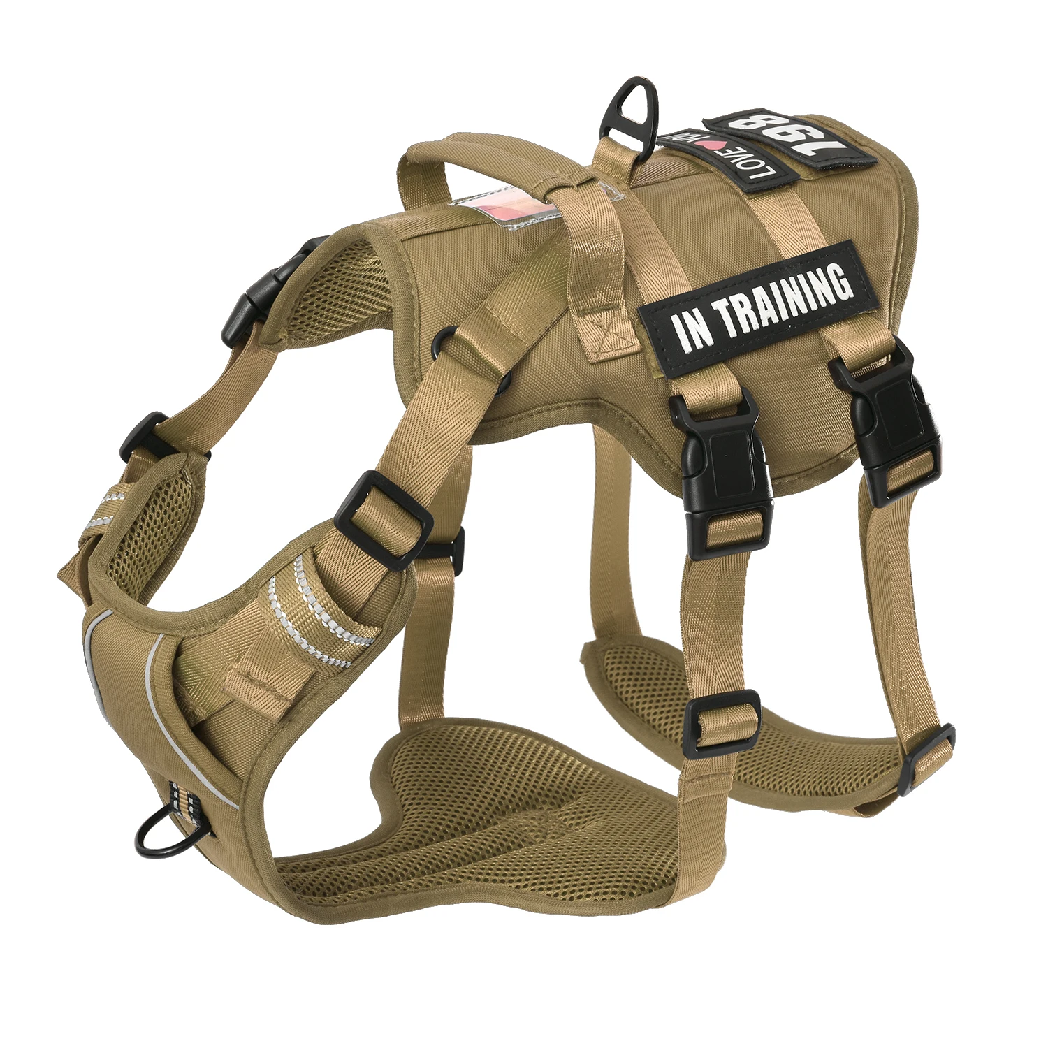 Dog Harness Vest with 4 Dog Patches Reflective No Pull Dog Harness with Soft Padded Handle for 1005010187110743