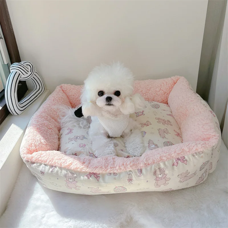 Ins Style Warmth Fleece Pet Dog Bed Small Size Teddy Bichon Bearable Cold Proof Cozy Nest Mat for 1005010187188910