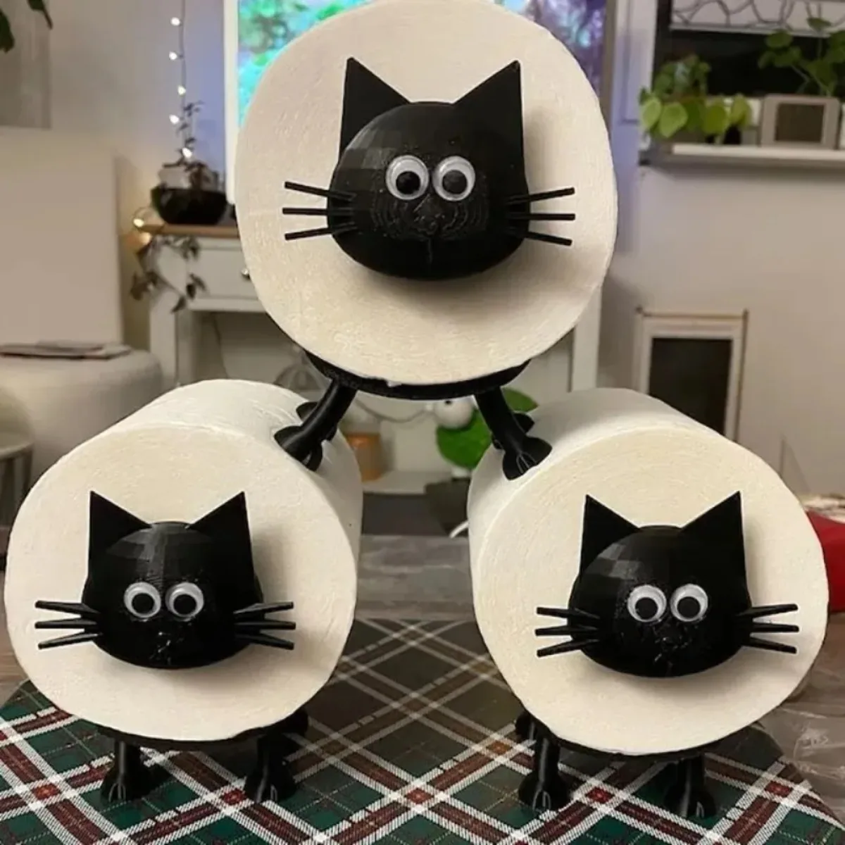 3D Printed Cat Toilet Paper Holder Funny Black Cute Cat Design Toilet Roll Holder Bathroom 1005010194015505