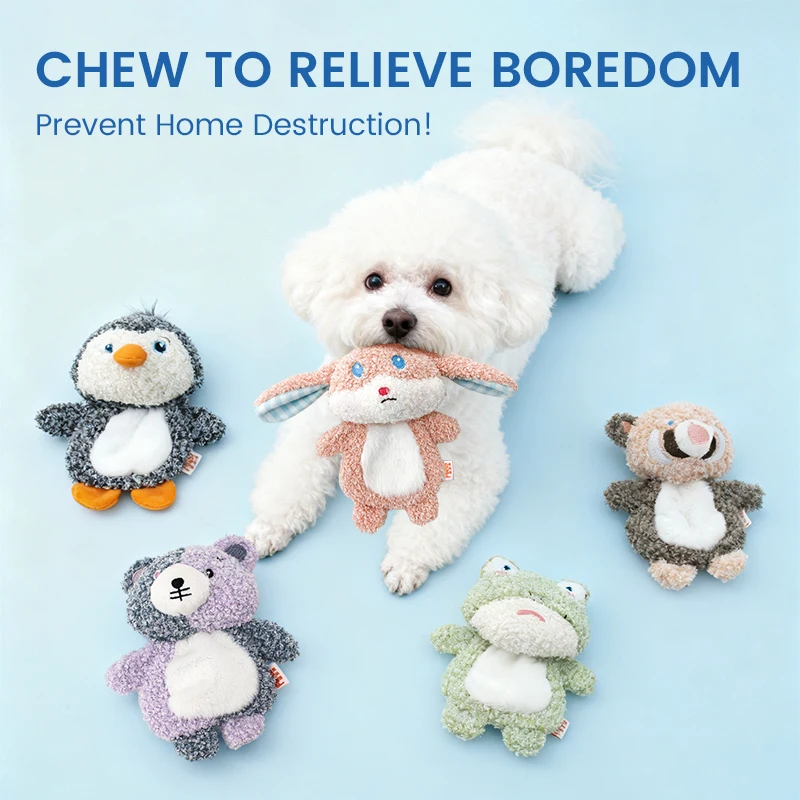 Cute Small Animal Dog Plush Toys Full Body Rattle with Built-In Squeaker Interactive Pet Playtime 1005010194029325
