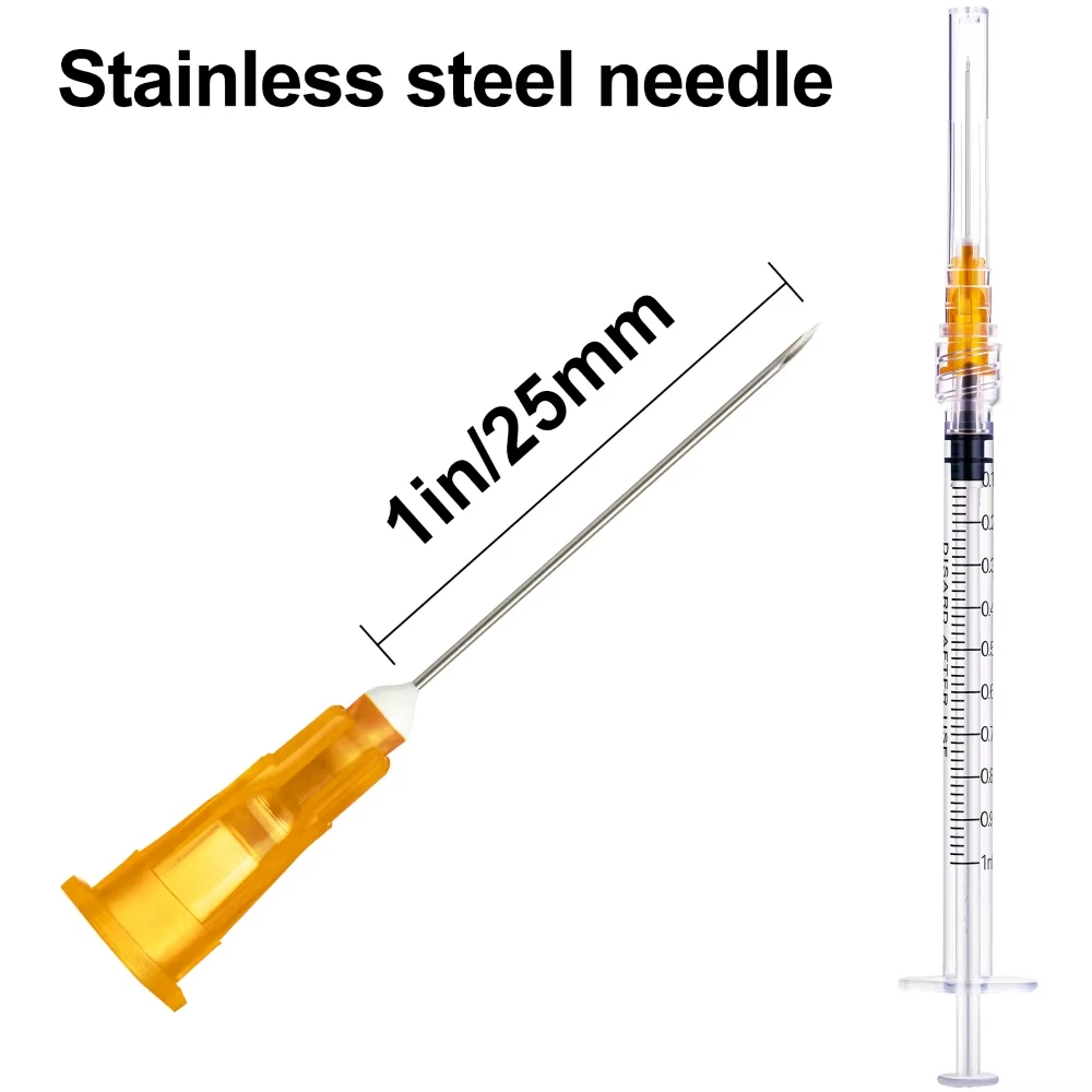 Good Price 100pcs/bag 1ml 25G 25MM Disposable Plastic Sterile Veterinary Syringe with Needles For 1005010195144384